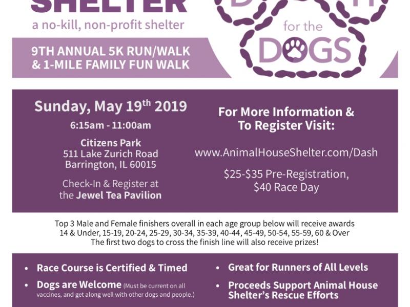 Animal House Shelter's 9th Annual Dash for the Dogs 5K and 1M Run/Walk